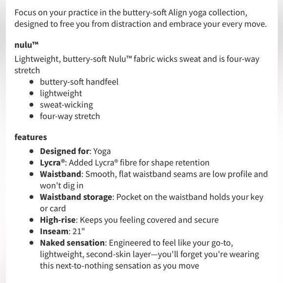 Lululemon Align Crop High Rise Pink Lush Leggings 10 Nwt - Picture 3 of 10